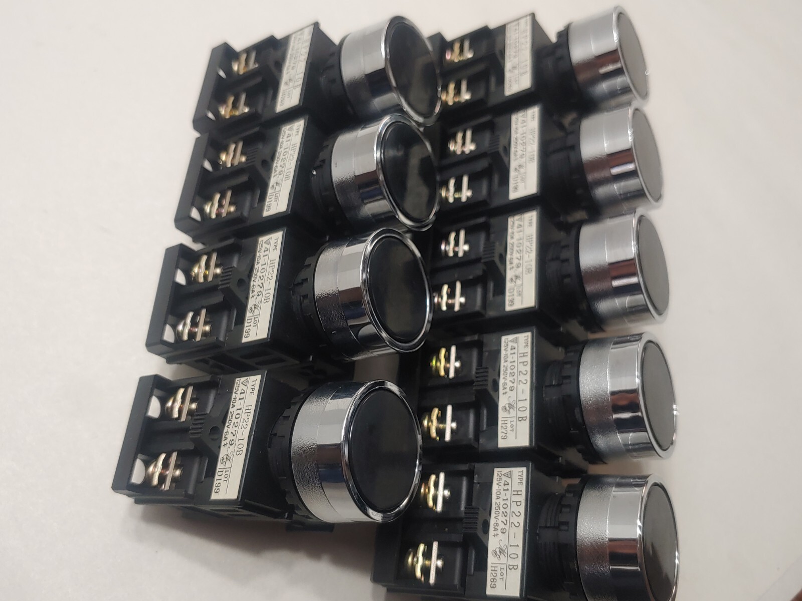 Lot of 9 Maruyasu HP22-10B Black Push Button 41-10279 125V-10A 250V-6A