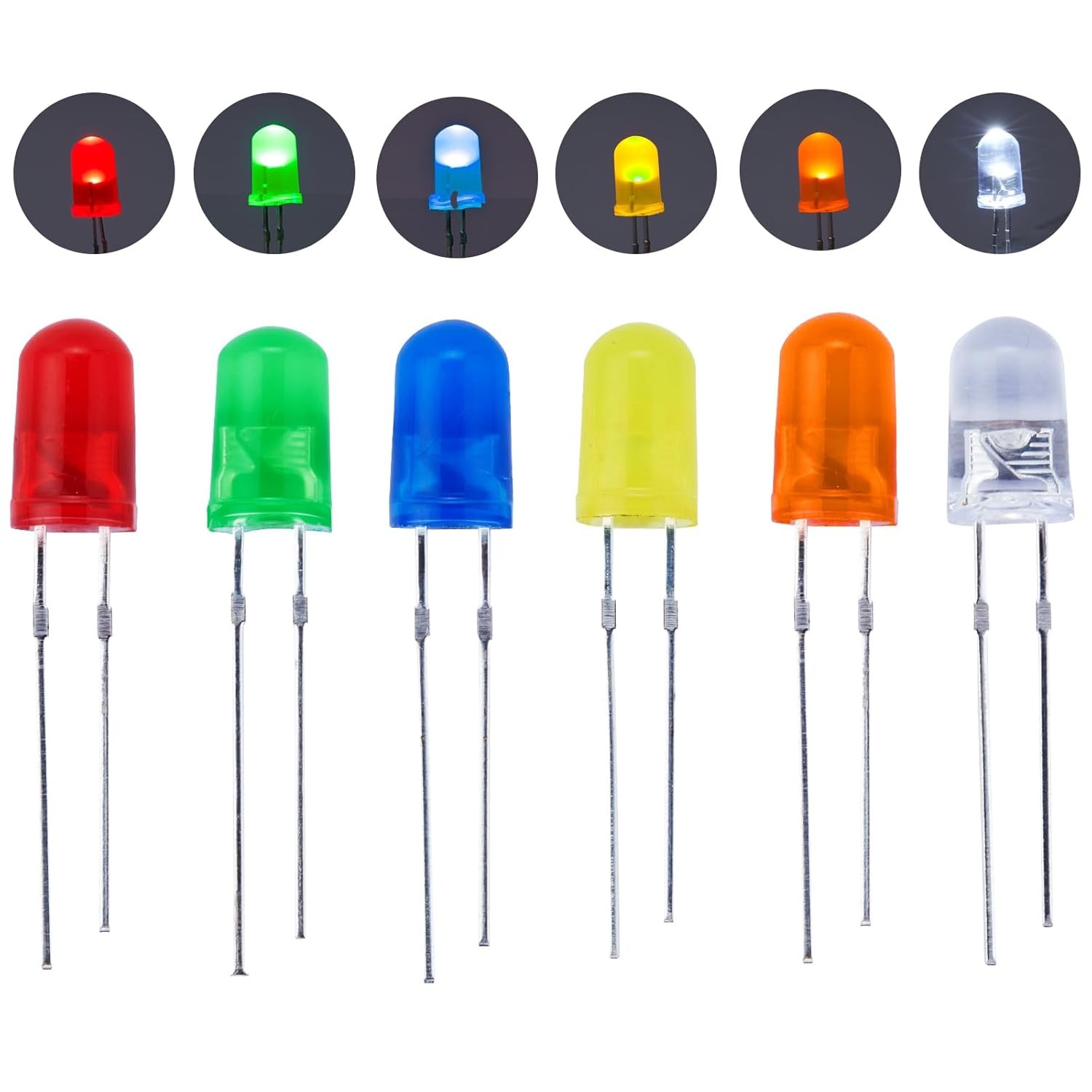 600Pcs 3mm 5mm LED Assortment Kit 6 Colors White Red Blue Green Yellow