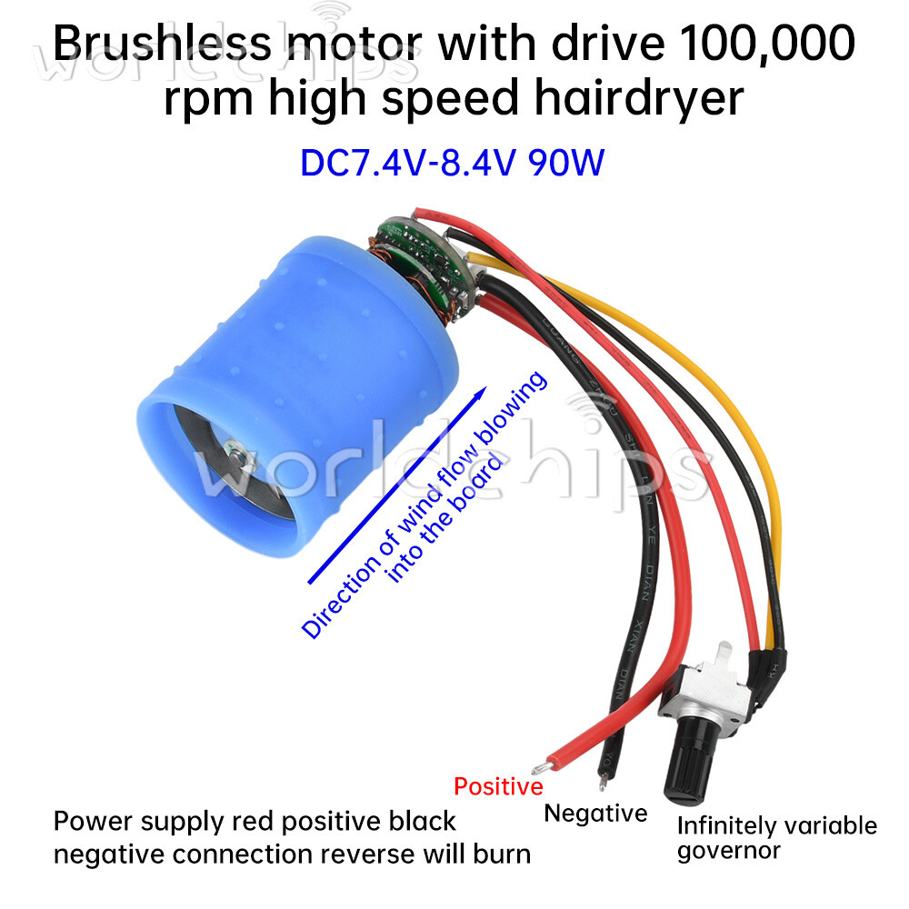 DC9V12V24V 100000RPM BLDC 3-Phase Ultra High Speed Brushless Motor W/ Driver Fan