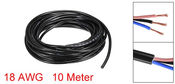 32.8ft RVV Wire Cable Extension Cord Copper Wire Conductor 3 Core 18 AWG 10M