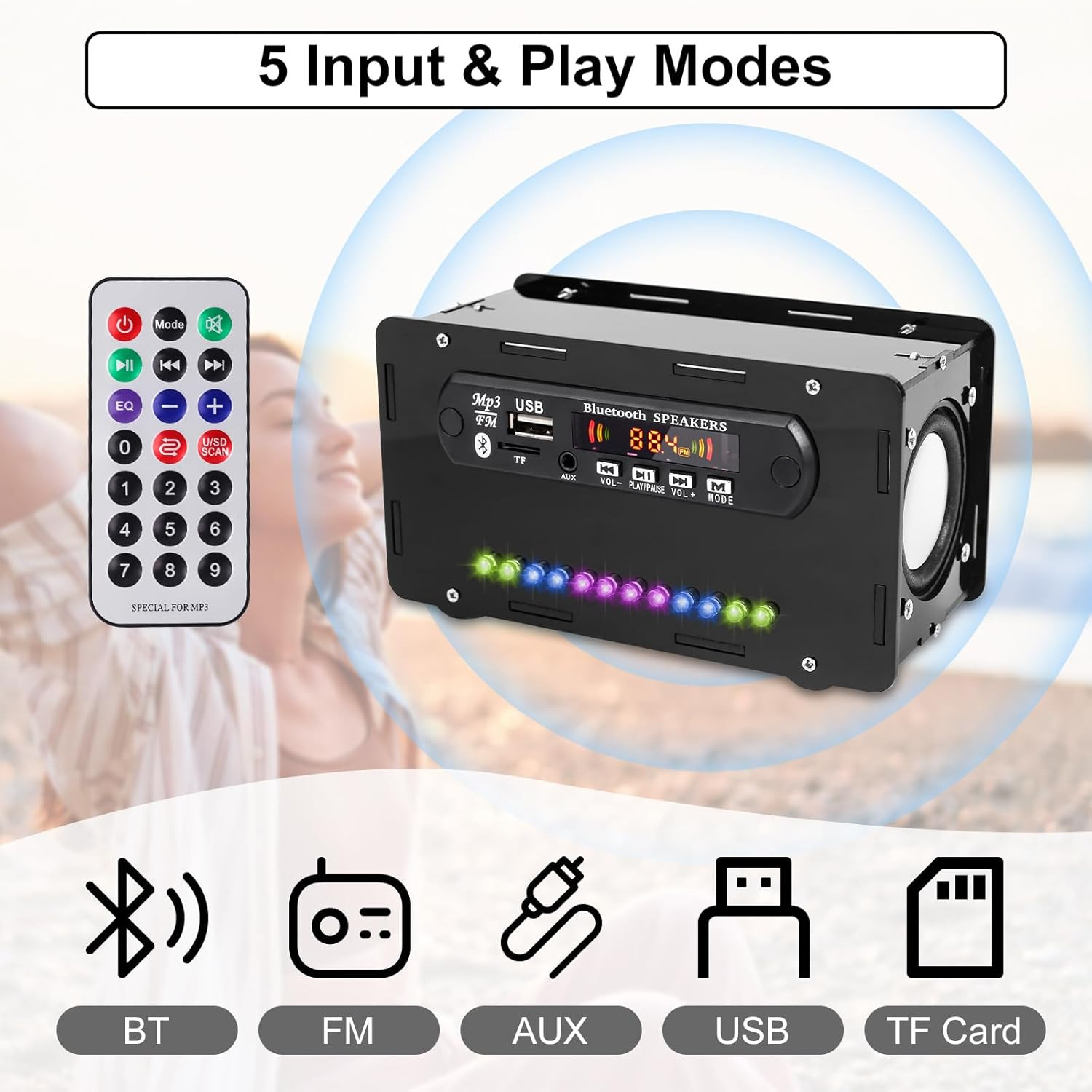 DIY Bluetooth-Compatible Speaker Kit, DIY FM Radio Soldering Practice Kit USB Ho