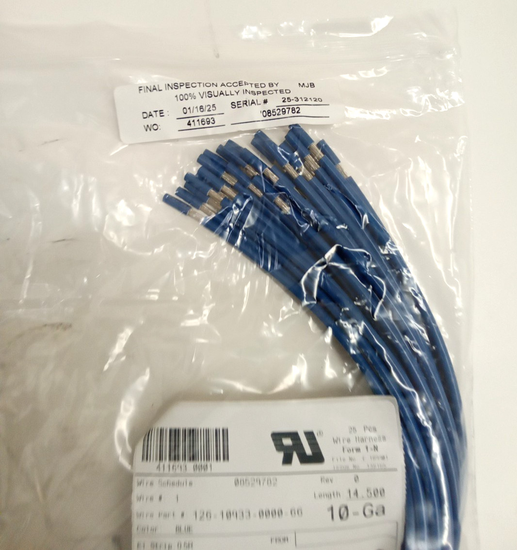 Heritage Wire Harness 08529782 Blue 600-1000V 10AWG 10-GA 14.5″ Long 25pk