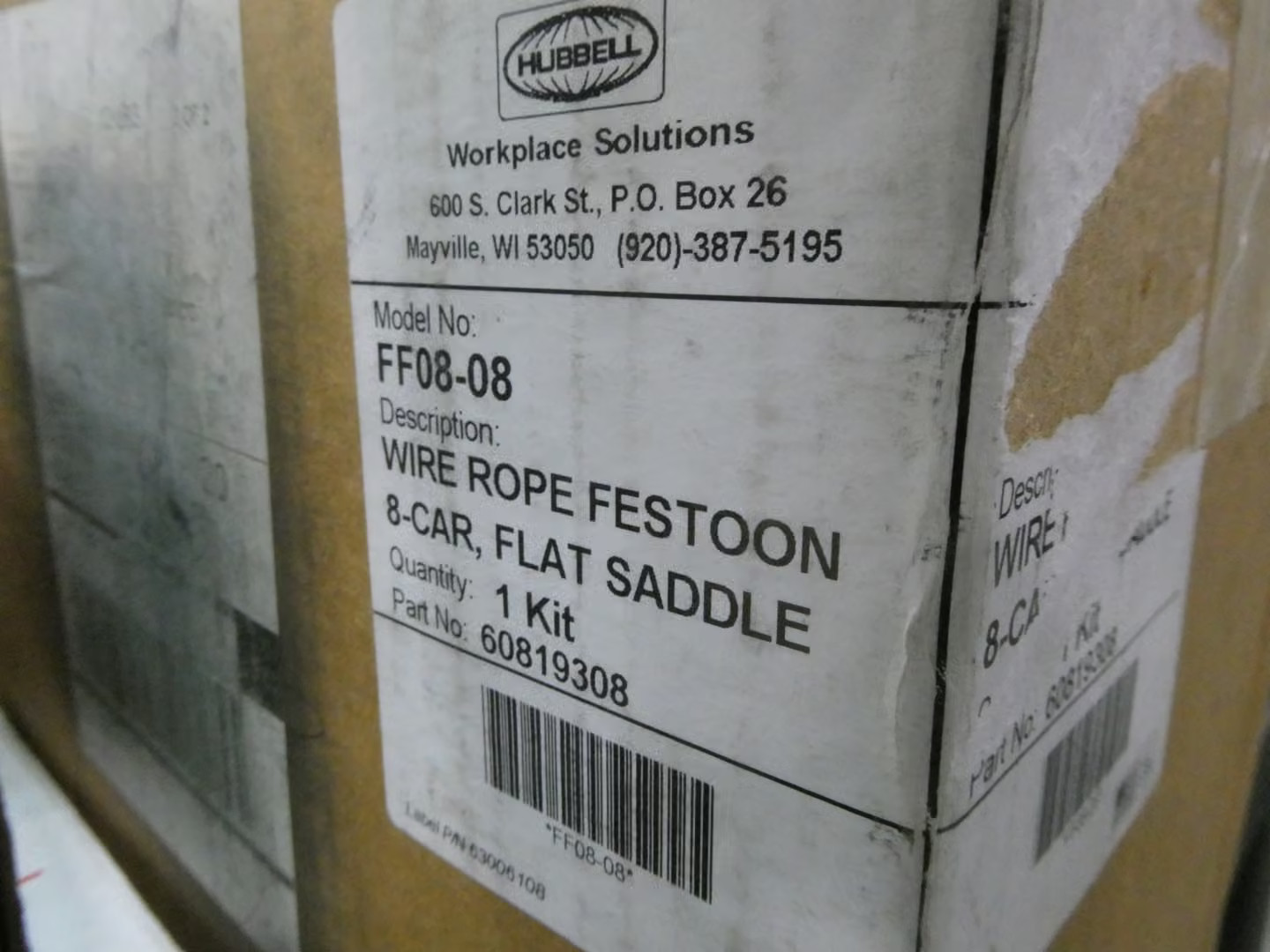 Hubbell FF08-08 60819308 Wire Rope Festoon 8-car Flat Saddle Kit