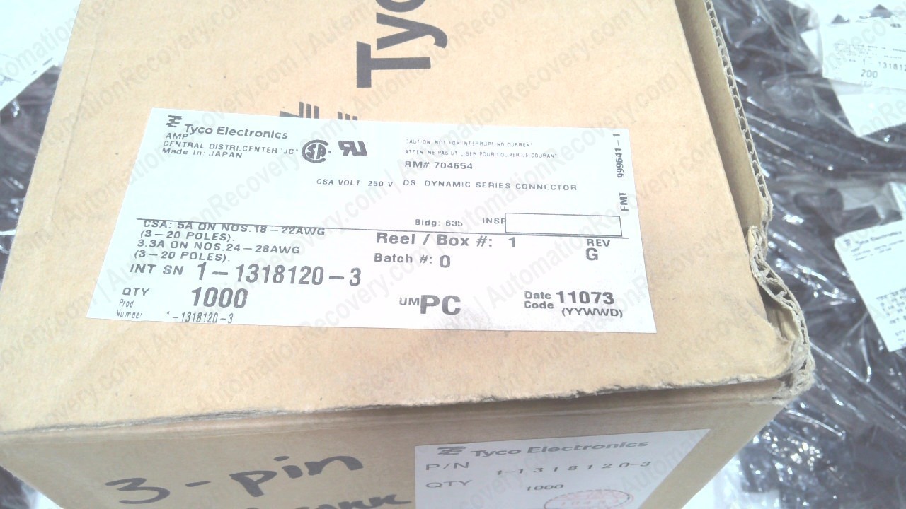 TYCO ELECTRONICS 1-1318120-3 – BOX OF 1000, REV G, RECEPTACLE HOUSING, N #348244