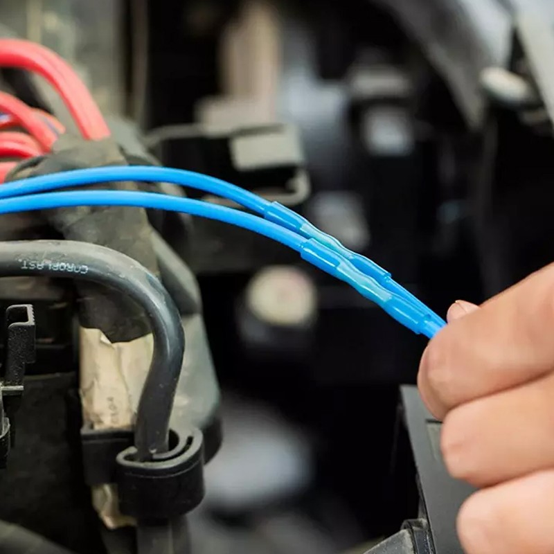 200PC 16-14AWG Heat Shrink Butt Wire Splice Crimp Terminal Blue Connectors