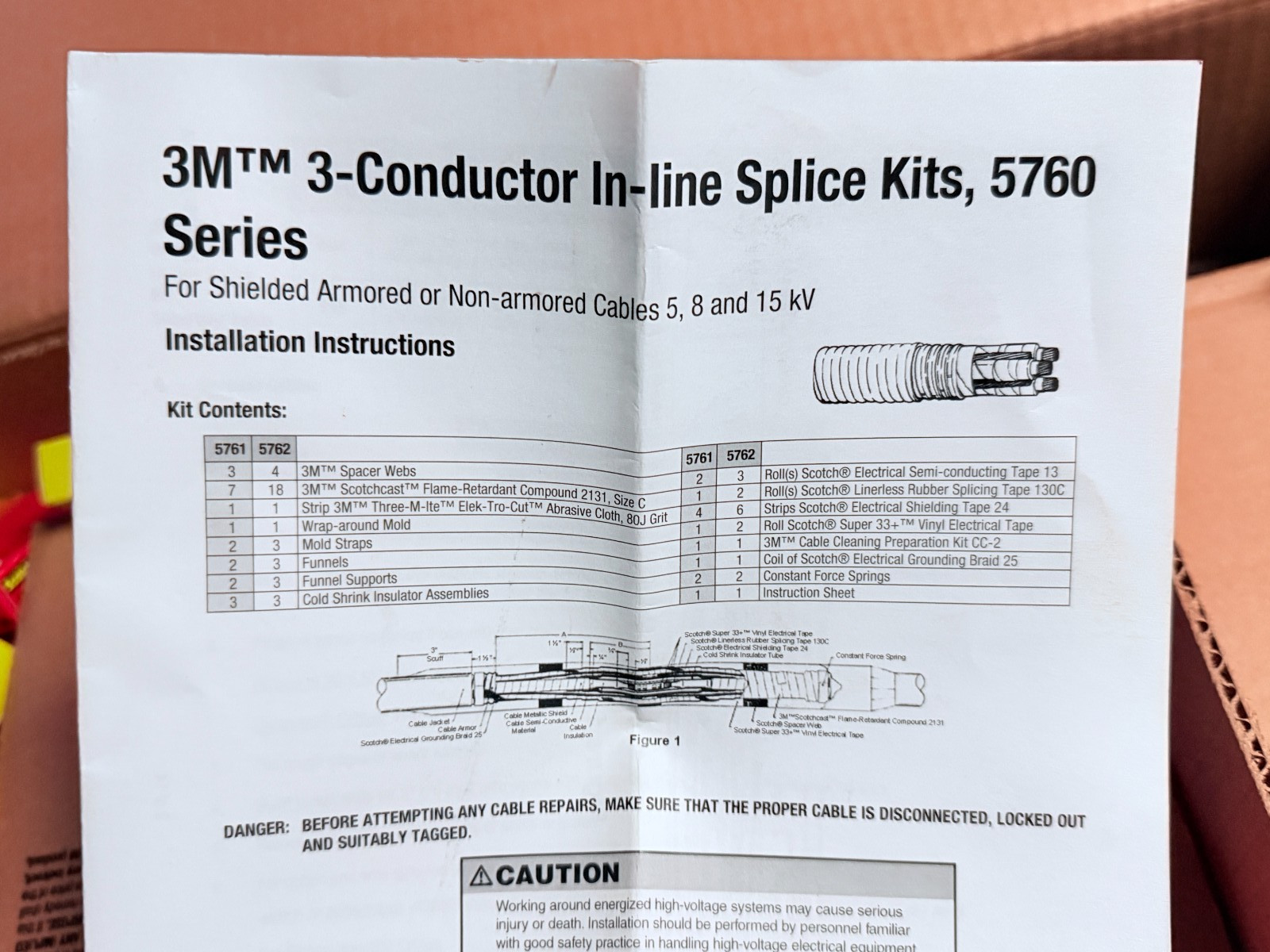 NEW 3M 5762 7100009642 3 Conductor In-line Splice kit, includes (18) x 2131C
