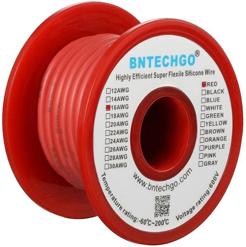 16 Gauge Silicone Wire Spool Red and Black Each 50Ft Flexible 16 AWG Stranded Ti
