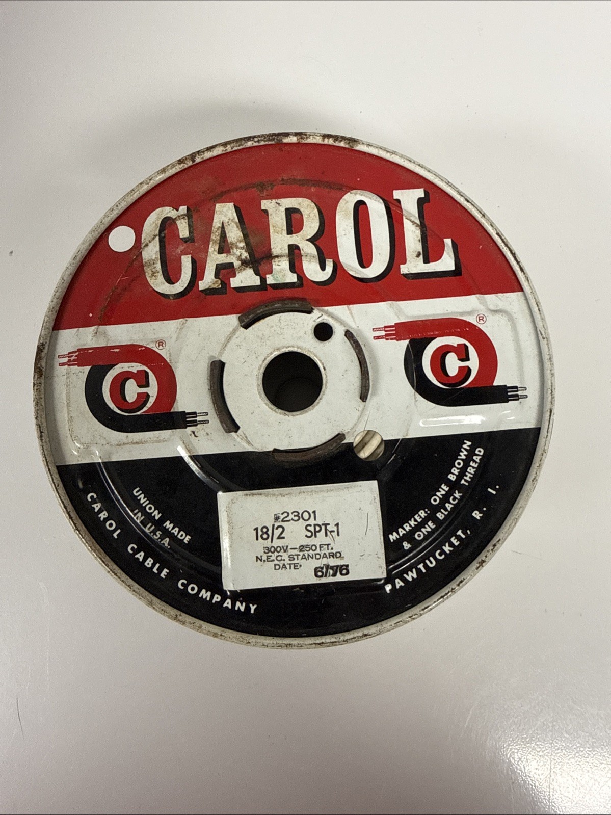 Vintage Carol 18/2 SP-1 Wire Spool with Wire Carol Cable Co. USA Not Full