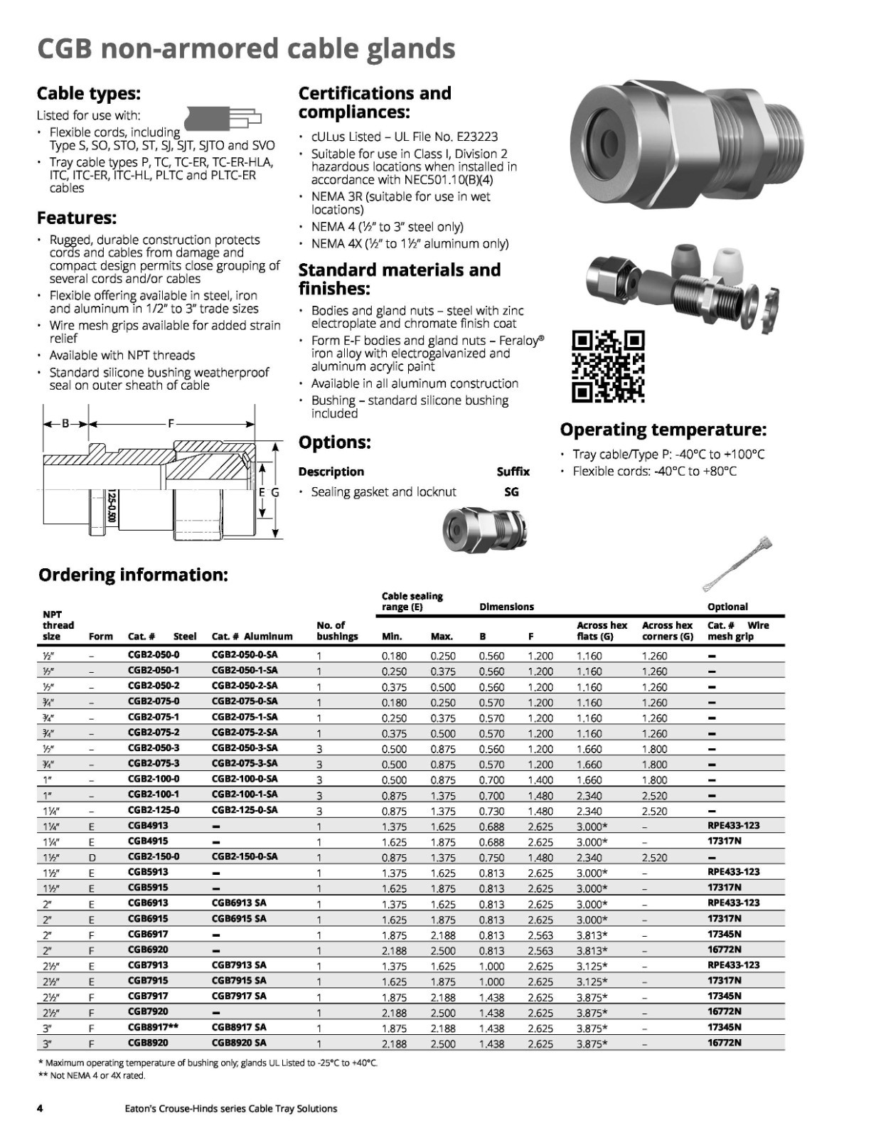 Crouse Hinds CGB7917 Non-Armored Cable 2.5 Inch Steel Cable Gland 2-1/2