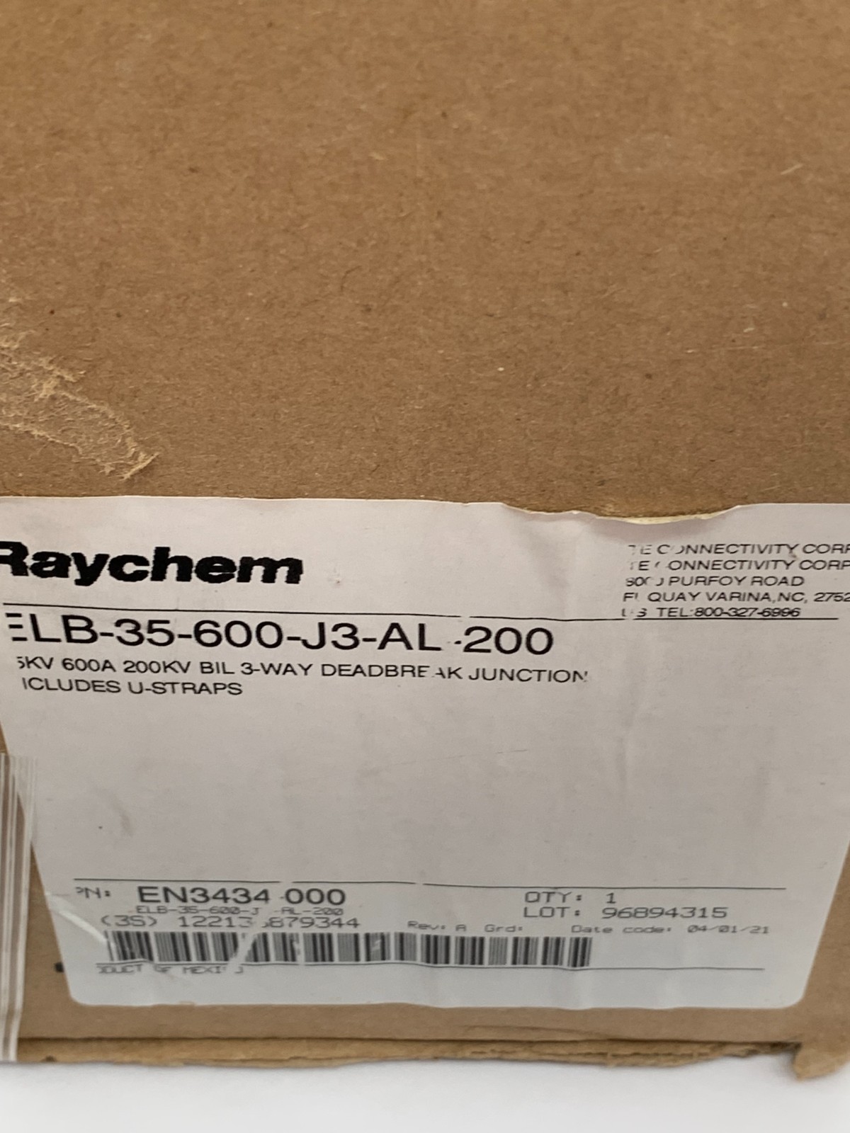 TE Connectivity ELB-35-600-J3-AL-200 Raychem Deadbreak Junction 35kV 600A 3-PT