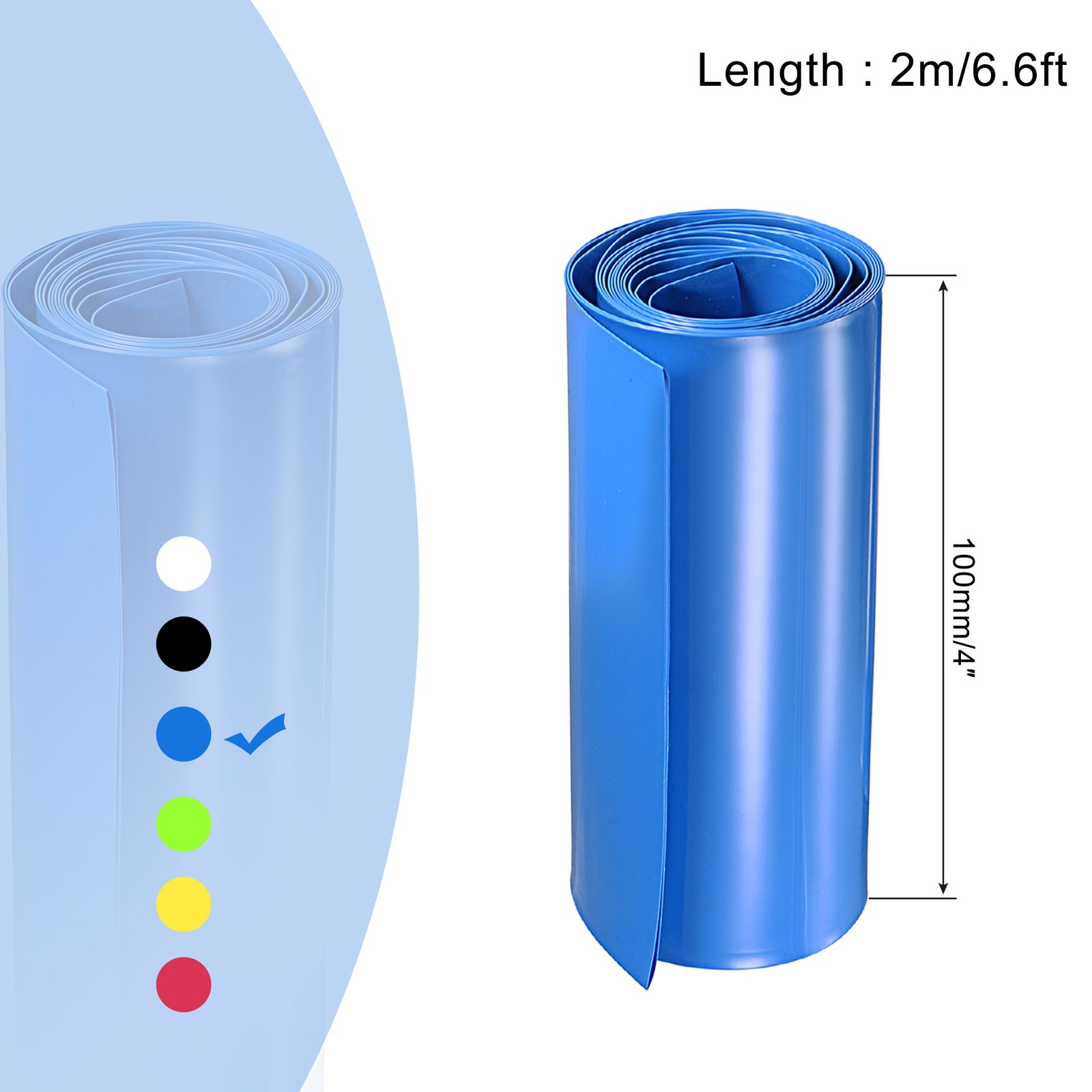 Battery Wrap Heat Shrink Tubing 63mm Dia 100mm Flat 2m Blue
