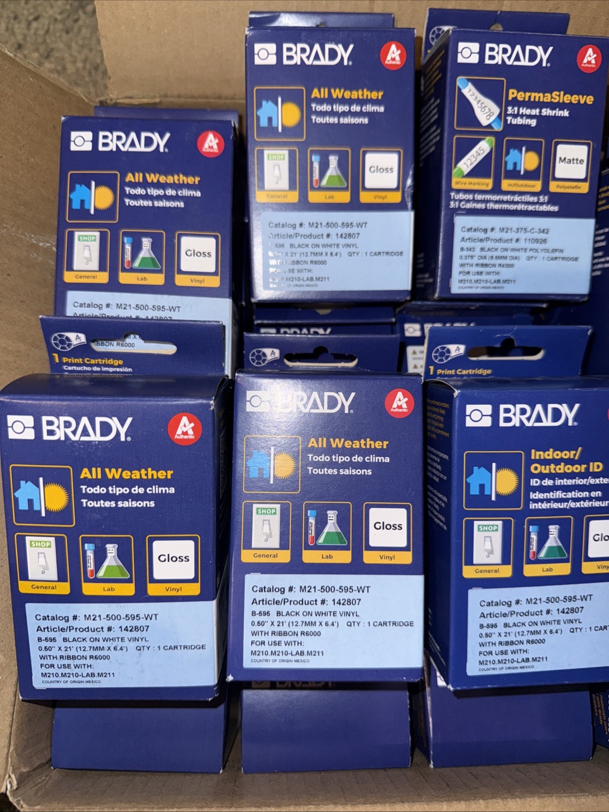 🔥 🔥 🔥 Lot of (40) Cartridge of Brady M21-500-595-WT, M21-375-C342-WT New.