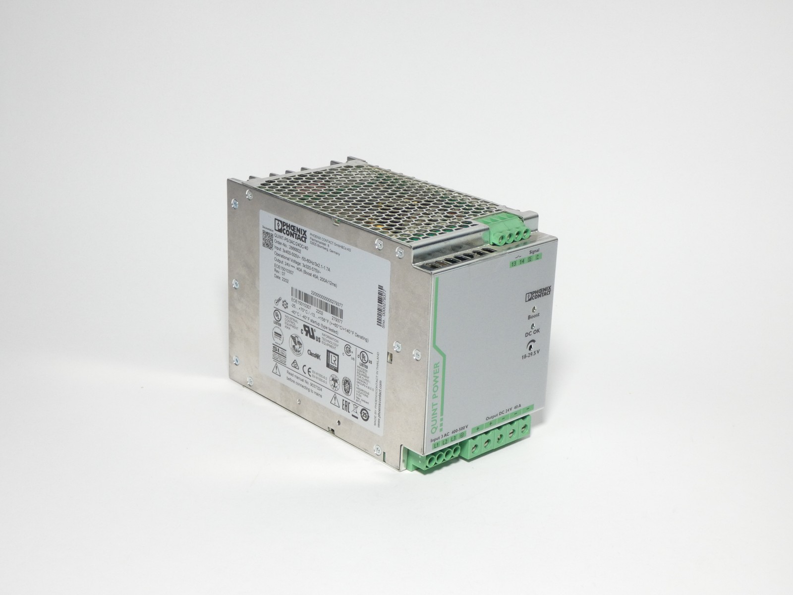Phoenix Contact 2866802 QUINT-PS/3AC/24DC/40 DIN-Rail Mount Power Supply