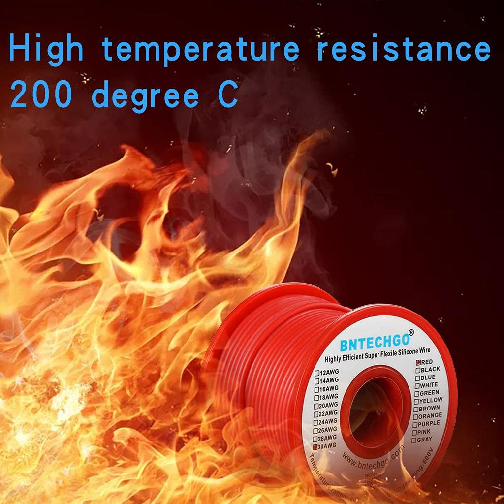 30 AWG Silicone Wire Spool, 100Ft Red Flexible Stranded Tinned Copper Wire
