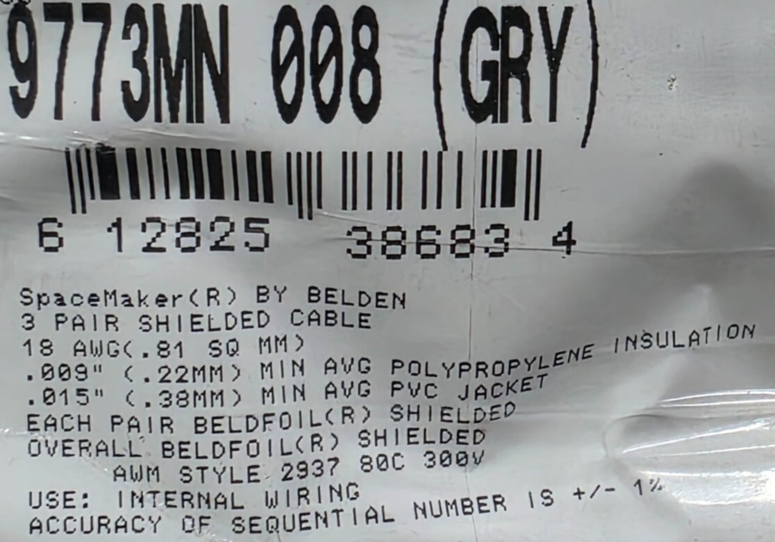 Belden 9773MN 18/3P SpaceMaker SPOS Shielded Twisted Pairs Control Cable /10ft