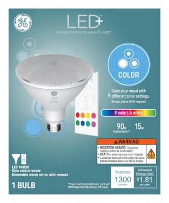LED+ Light Bulb,Color-Changing & Dimmable Remote,PAR38,1300 Lumens,15 Watt – 931