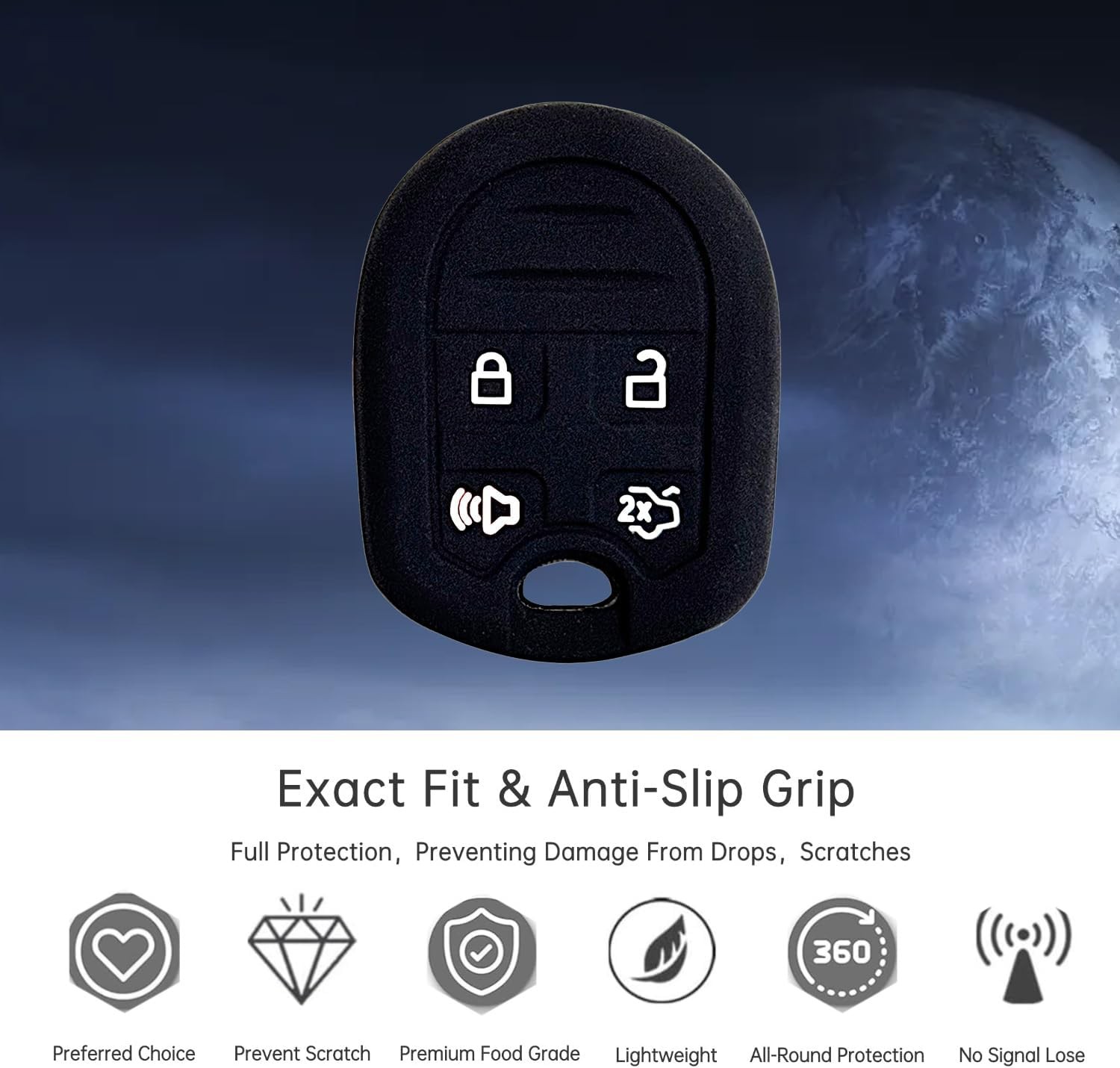 Silicone Key Fob Cover Protector for Ford Escape Explorer Edge E Color: Black2