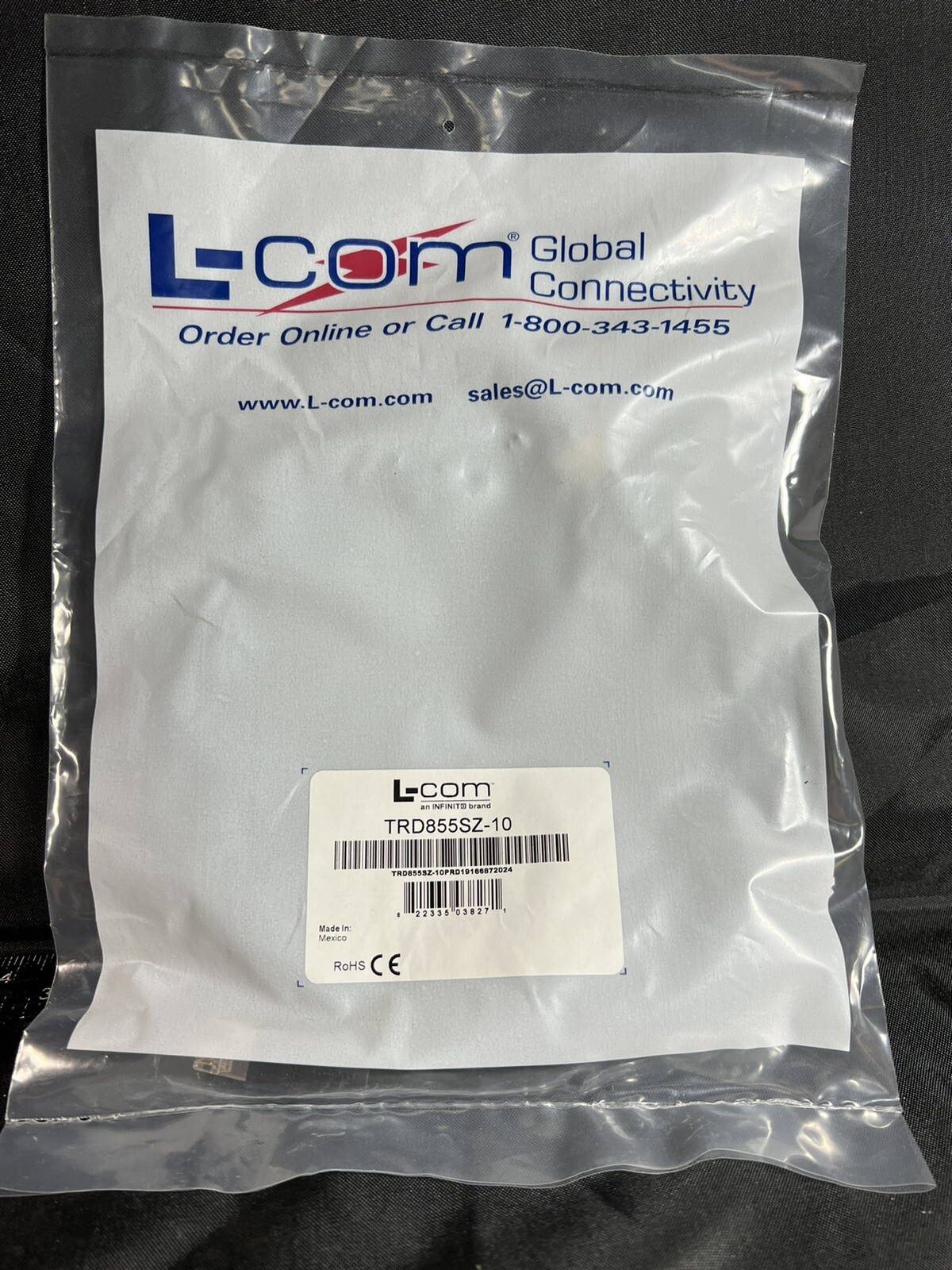L-Com Model TRD855SZ-10 Cable.Shielded Cat. 5E RJ45 M-M, 10.0 ft