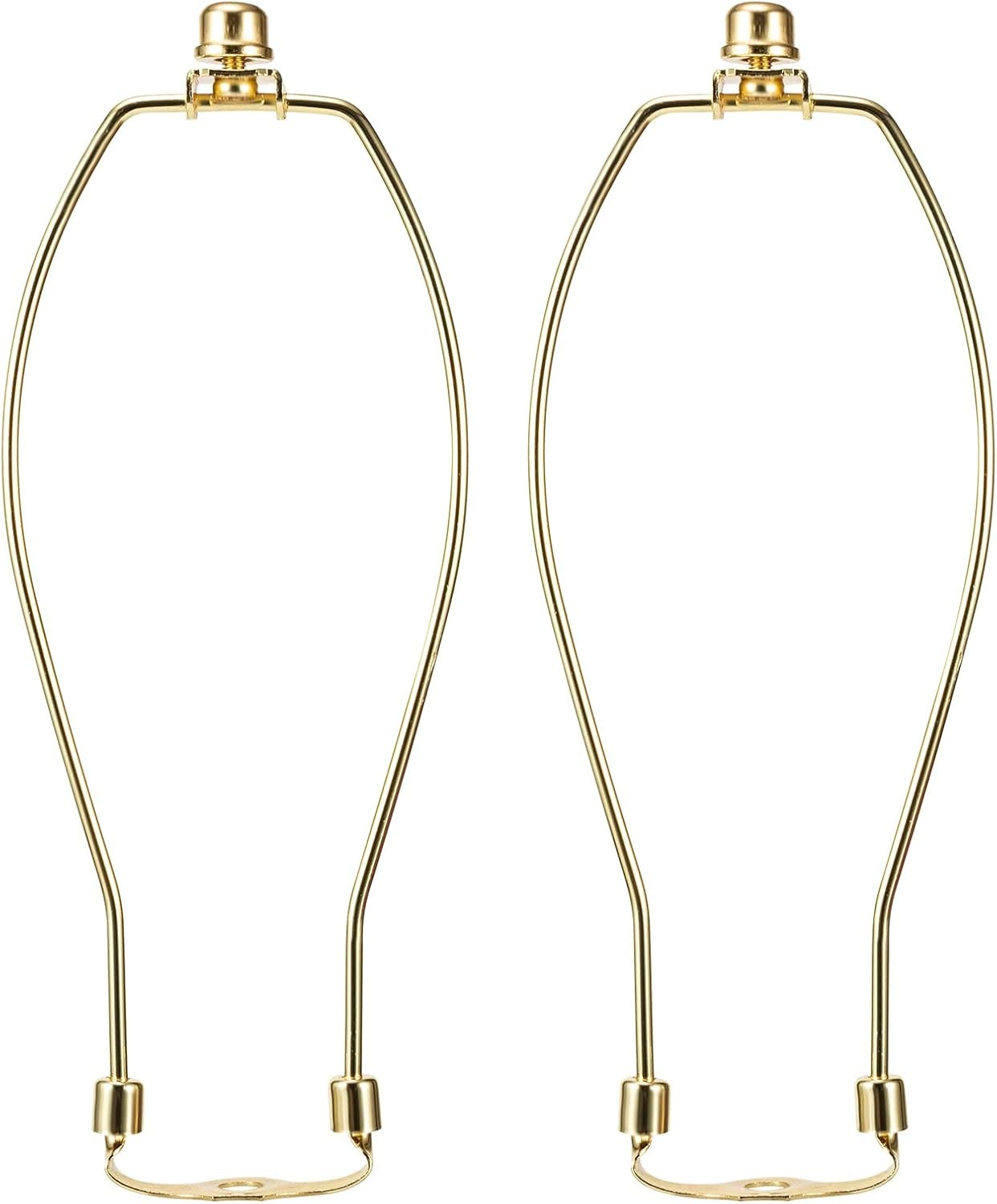 Polished Brass Finish Lamp Harp Kit 10 Inch 3/8 Inch Saddle Base Holes Light