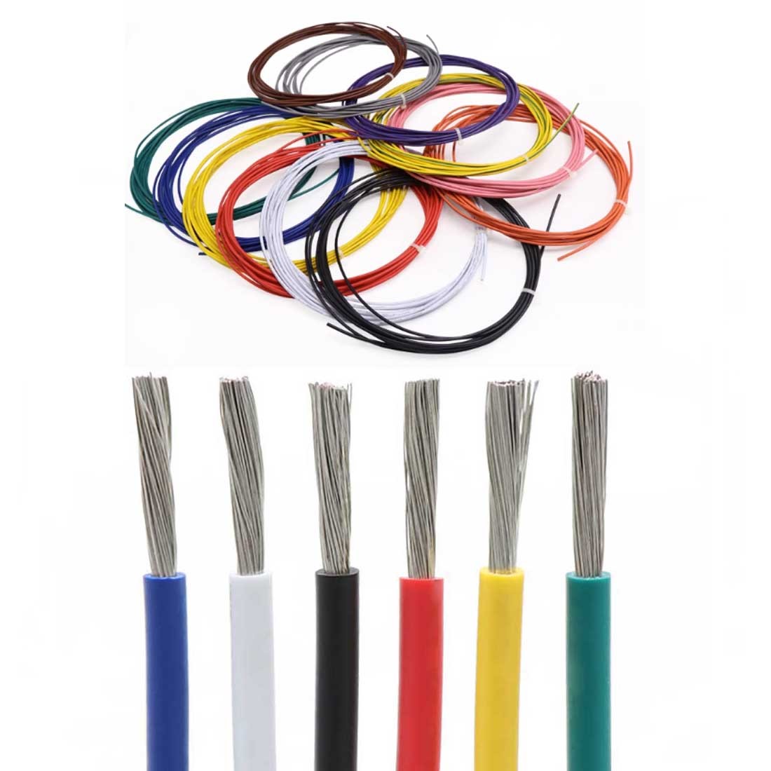 Any length UL1015 Electronic Flexible Wire Cable 8/10/12/14/16~24 AWG multicolor