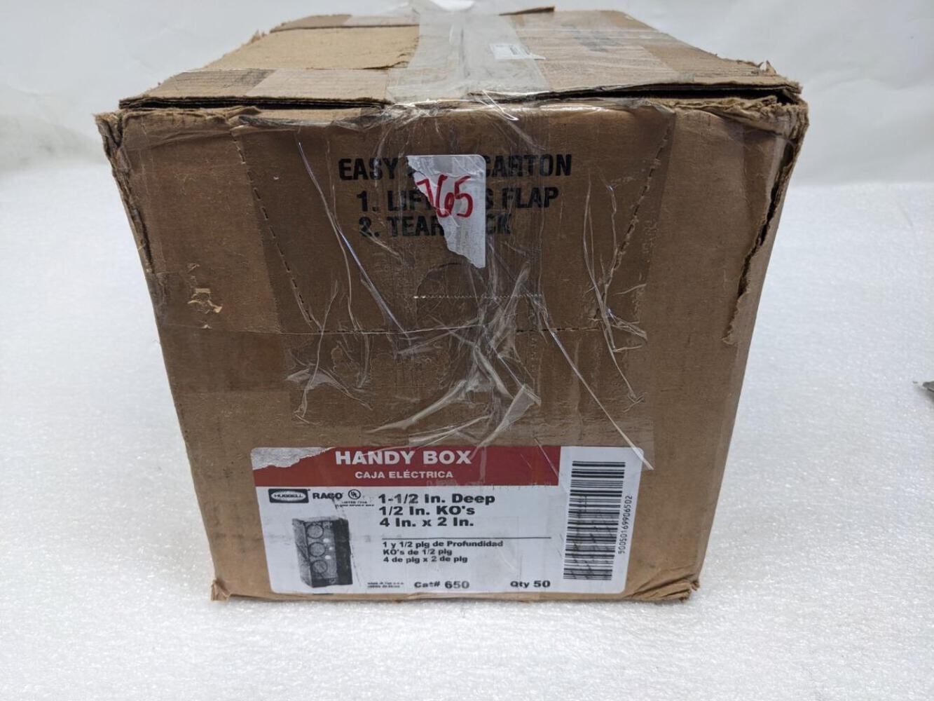 Hubbell-Raco 30309 650 Handy Box 1-1/2 IN. DEEP 1/2 IN. KO’S 4IN. X 2I. 50pc R10