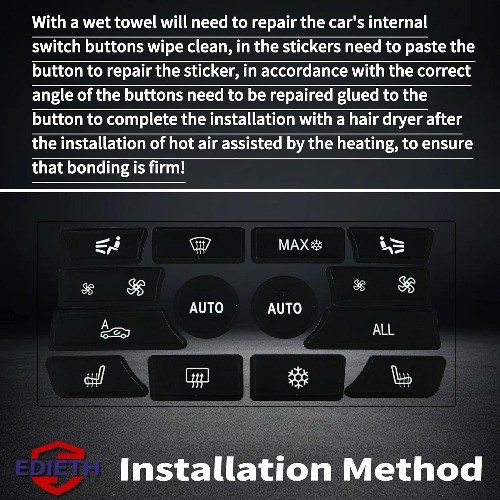 AC & Dashboard Climate Control Button Decals for BMW 5 Series F10 2009-2015 (520