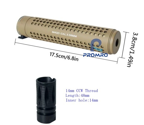 KAC/QD Metal Suppressor, 14mm CCW, Inert Decor Part for Jinming Model, Black/FDE