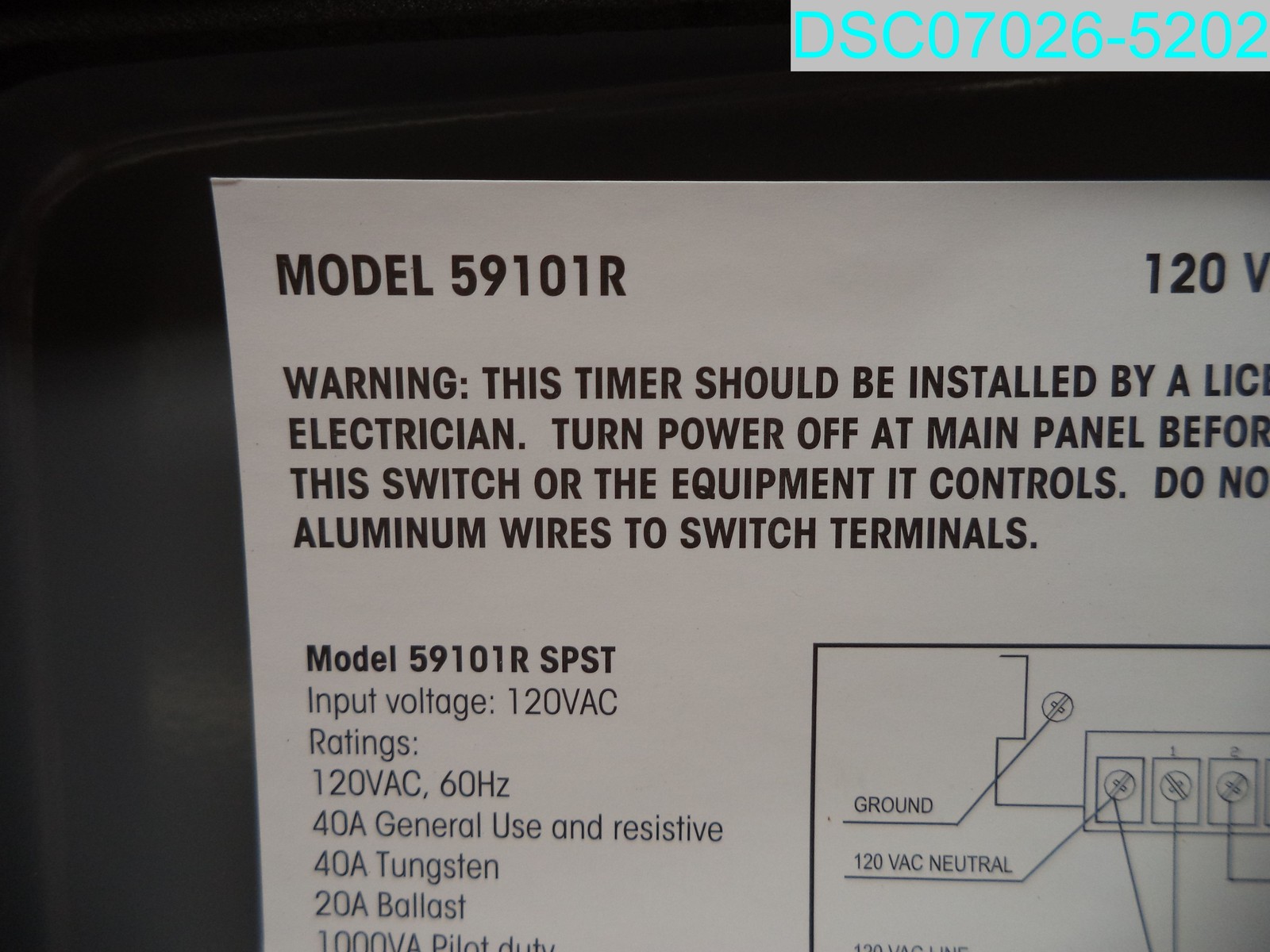 Woods 59101R Outdoor 24-Hour Heavy Duty Mechanical Time Switch 120V