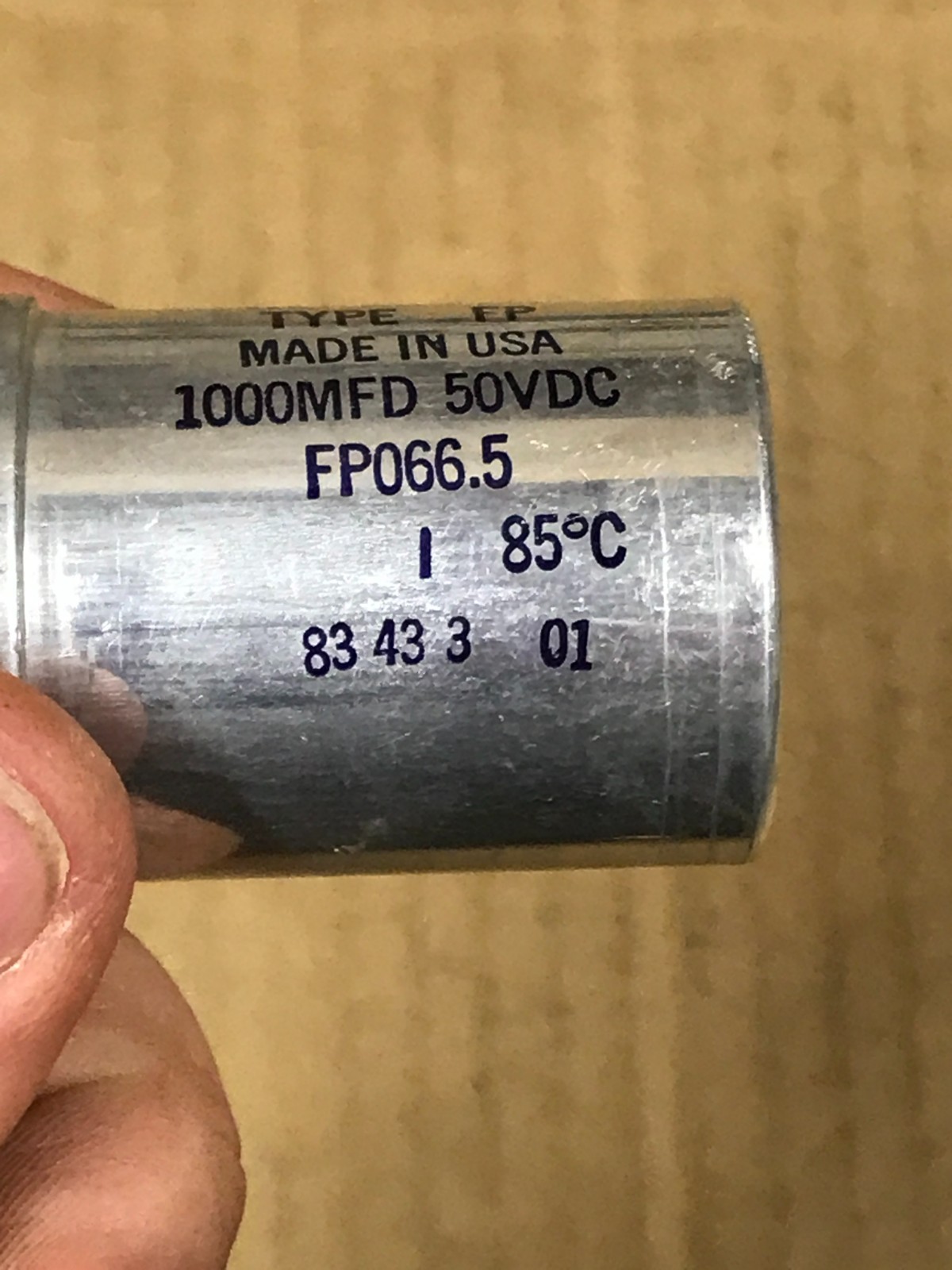 NOS Mallory Type FP Capacitor – 1000 Mfd, 50 VDC, FP066.5