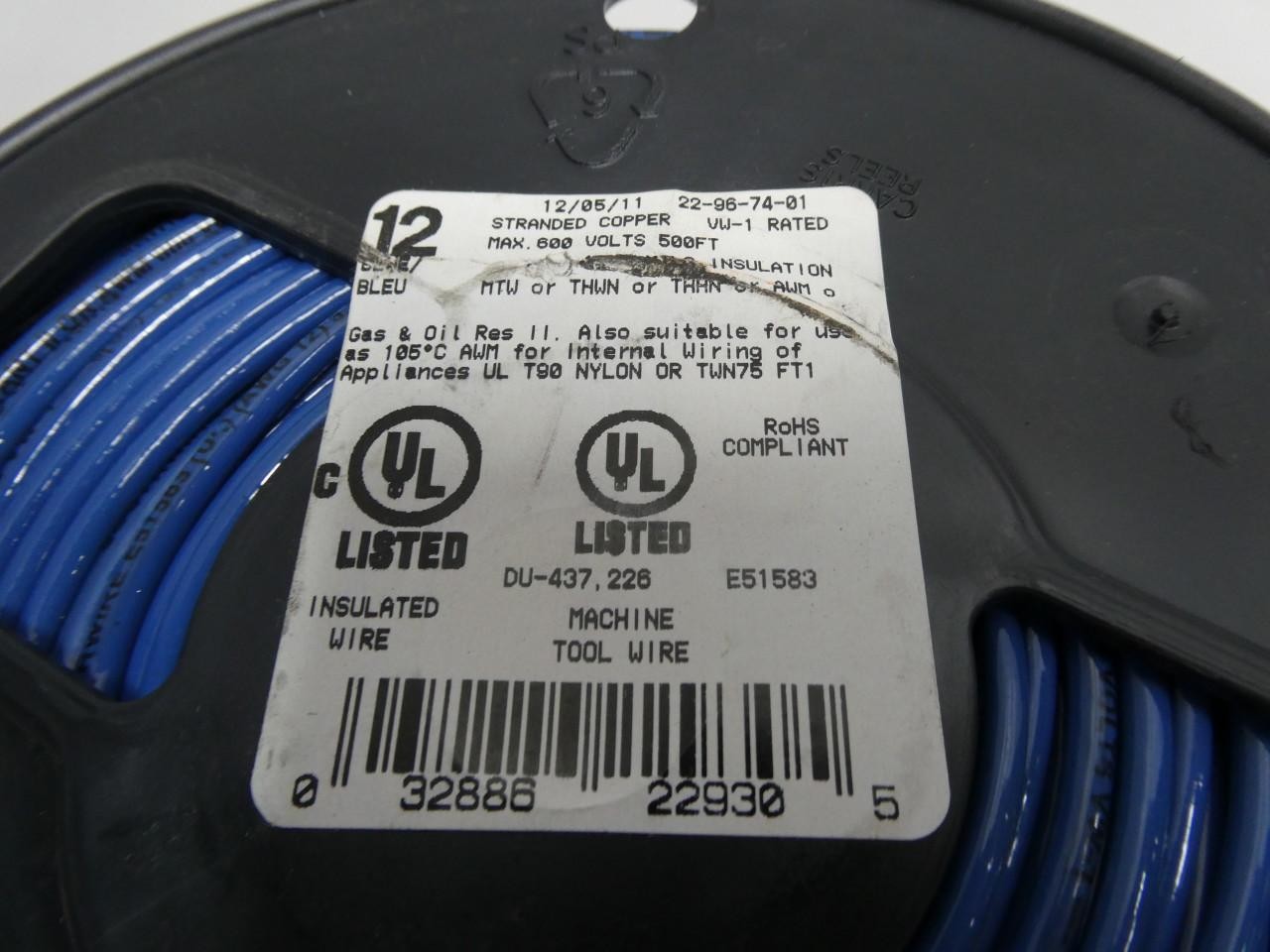 Southwire E51583 Mtw/thwn/thhn Blue Machine Tool Wire 12awg 500ft
