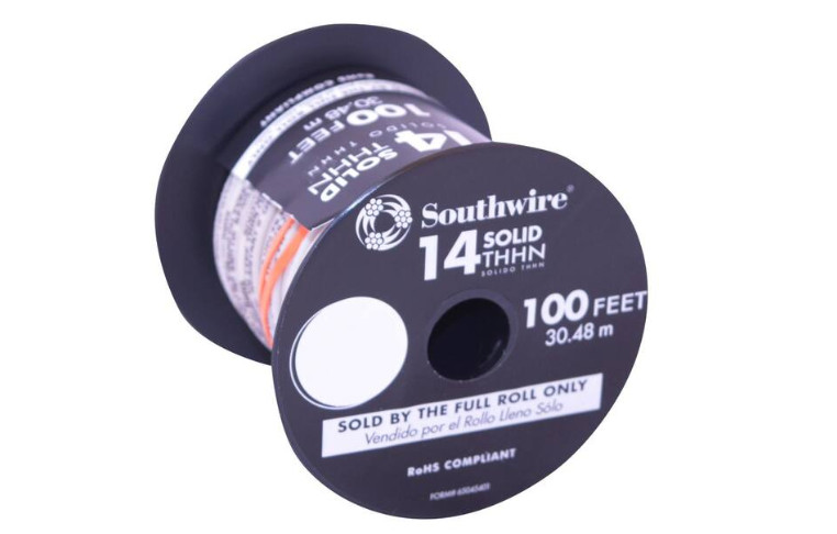 Southwire 100 ft. 14 White Solid CU THHN Wire
