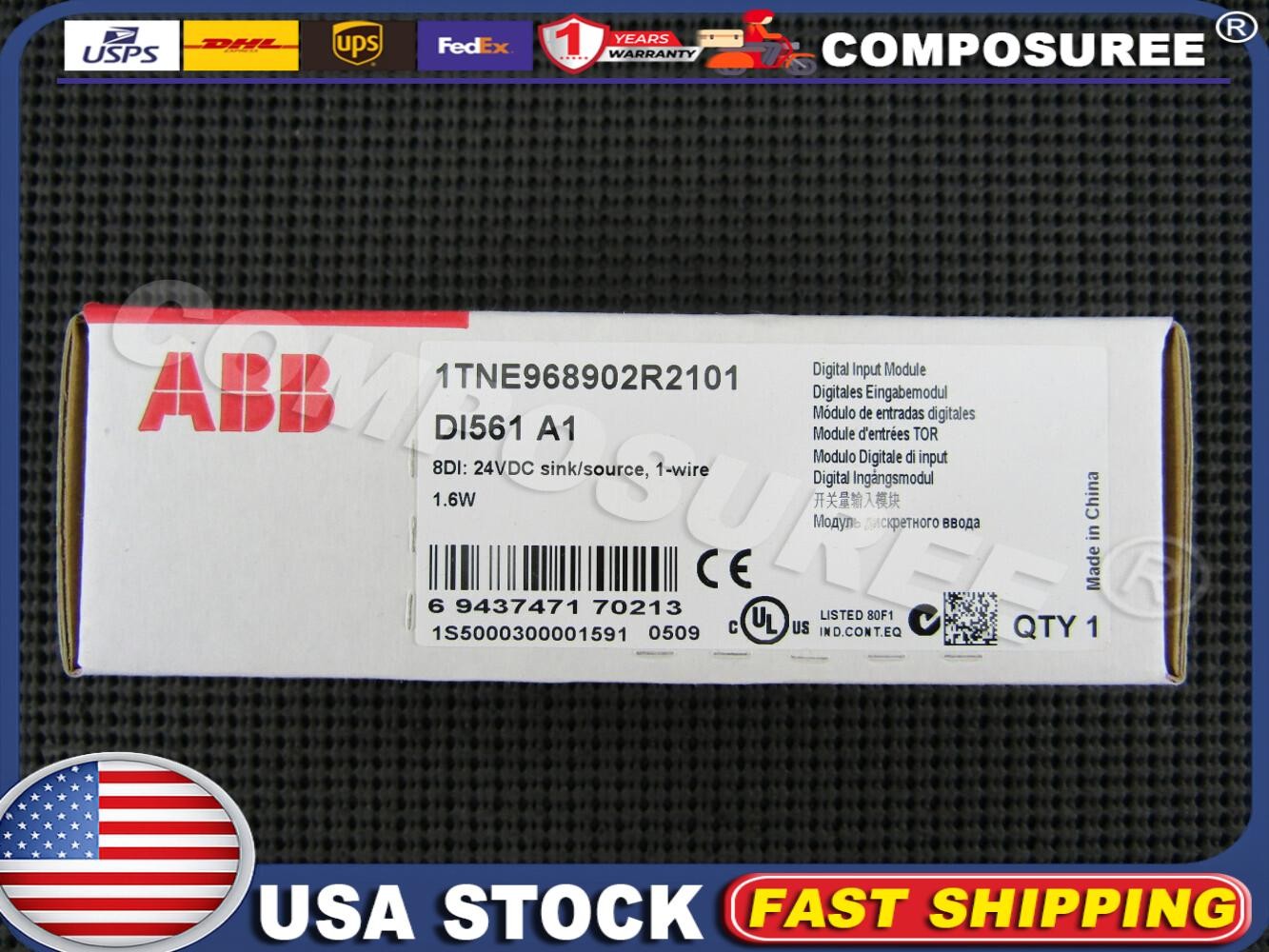 ABB 1TNE968902R2101 Digital Input Module 8DI 24VDC 1-Wire 1.6W DI561 A1