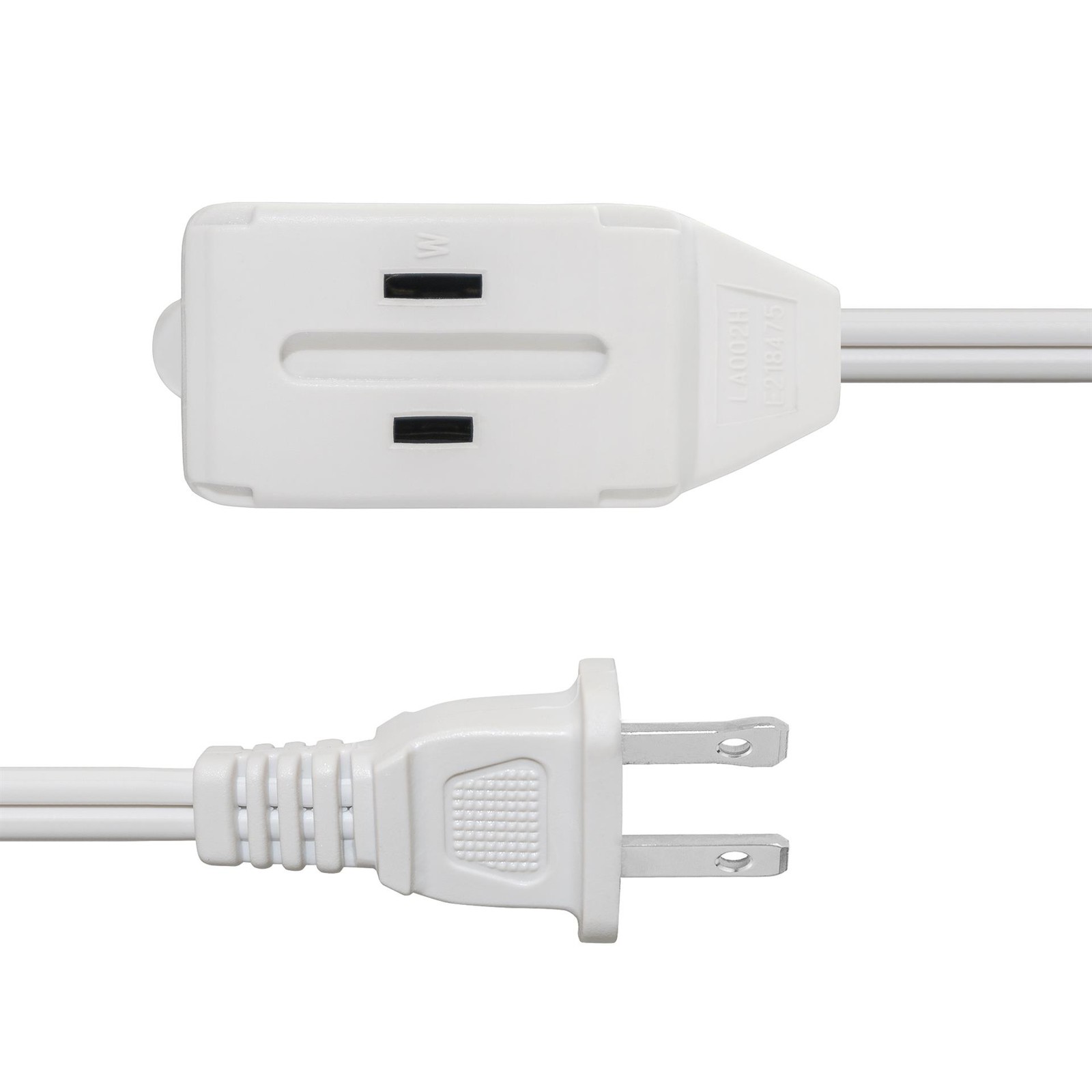 3-Outlet Indoor Extension Power Cord with Protection Outlet Cover 6 Feet White