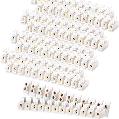 White Terminal Blocks 12 Position Terminal Strip Dual Row Screw Terminals