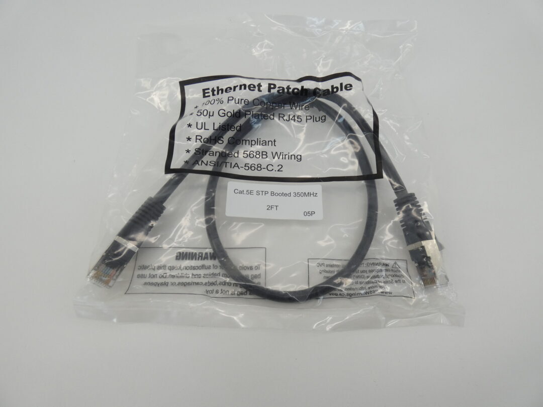 *Lot of 2* Ethernet Patch Cable 2FT Cat.5E STP Boosted 350MHz – NEW Surplus!