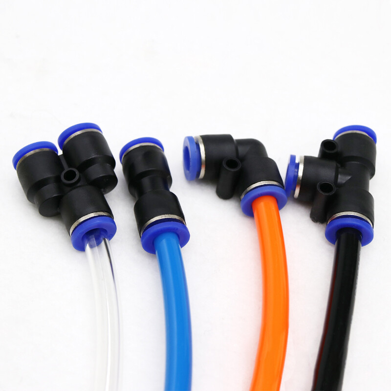 Pneumatic Hose Quick Coupling Plastic Push Connectors Straight/L/Y/T Type Black