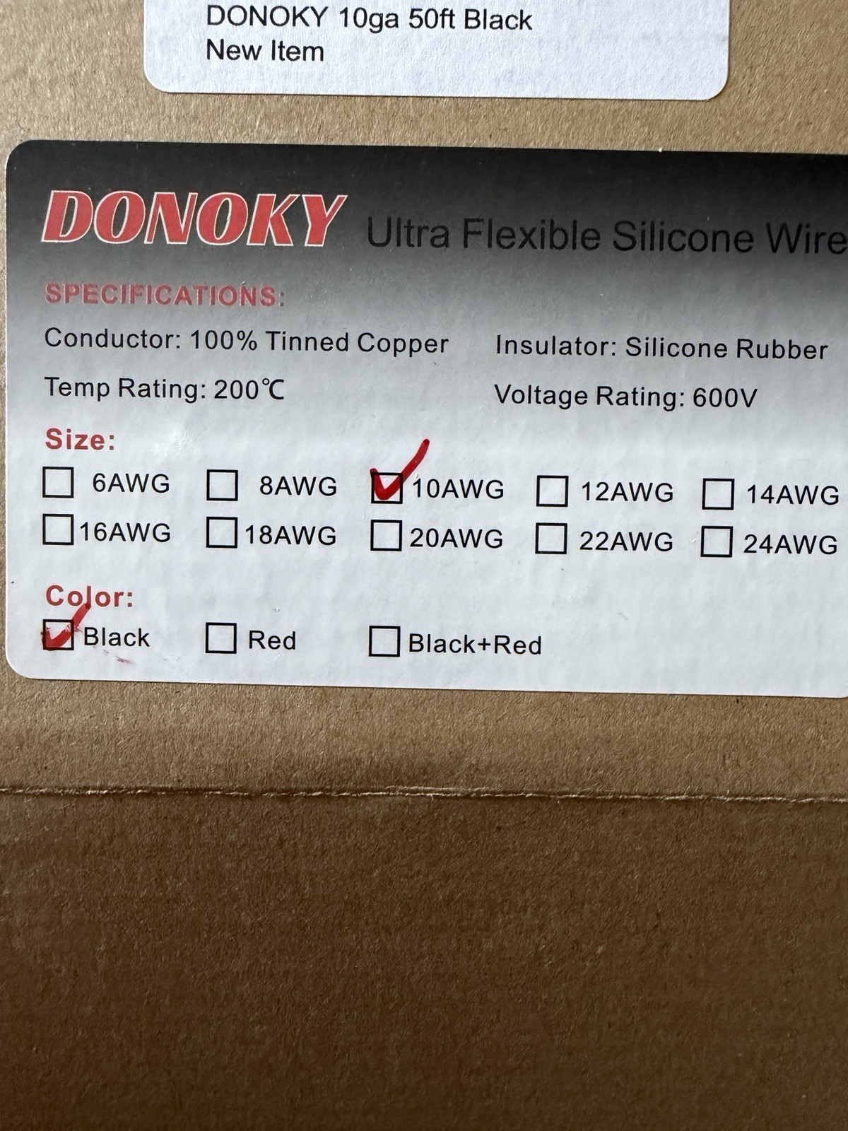 Ultra Flexible Silicone Wire 100% Tinned Copper 10 AWG Black New 50 Feet