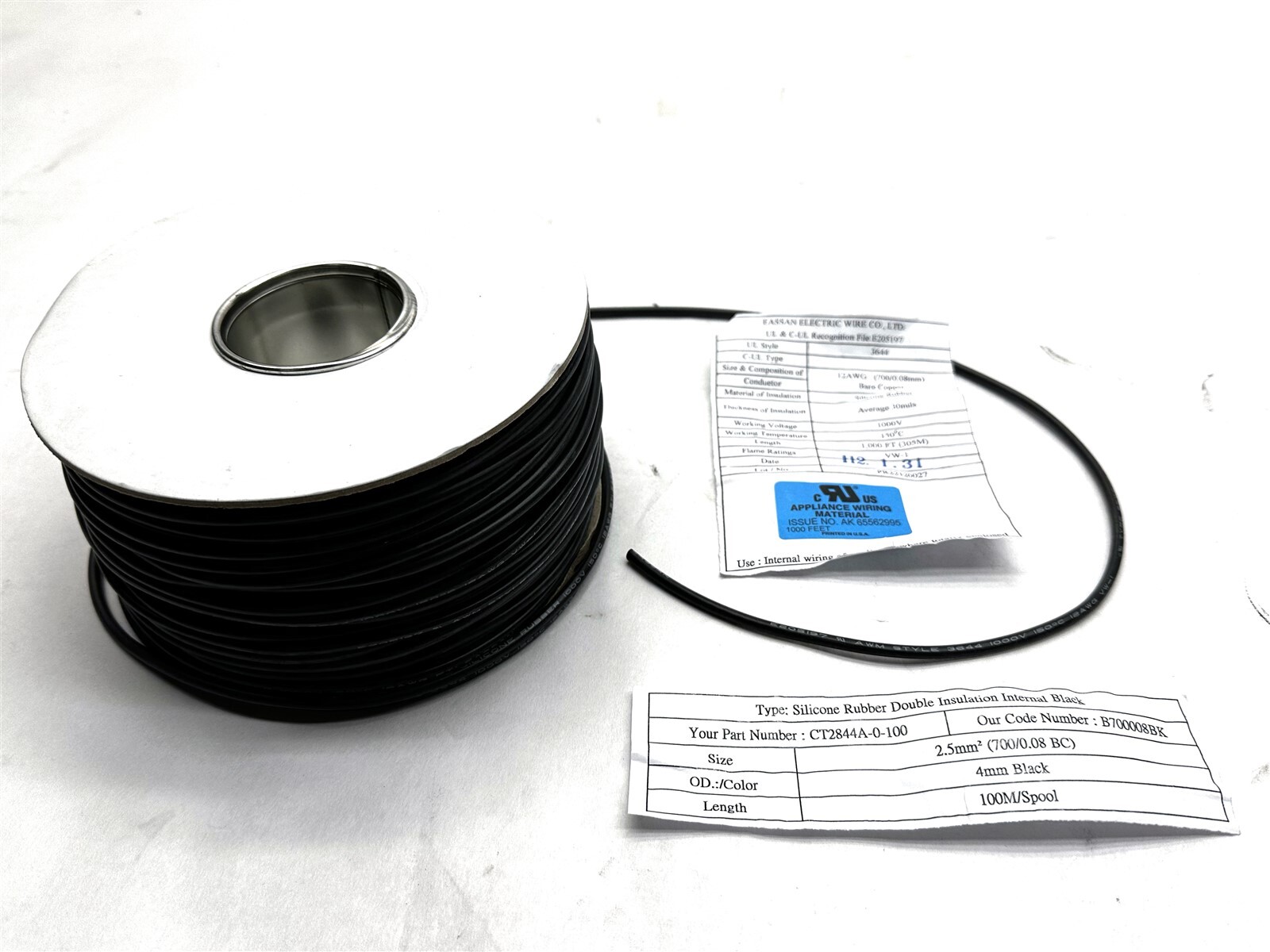 Eassan 12AWG Silicone Rubber Double Insulation Copper Wire BLACK E205197 6FT NEW