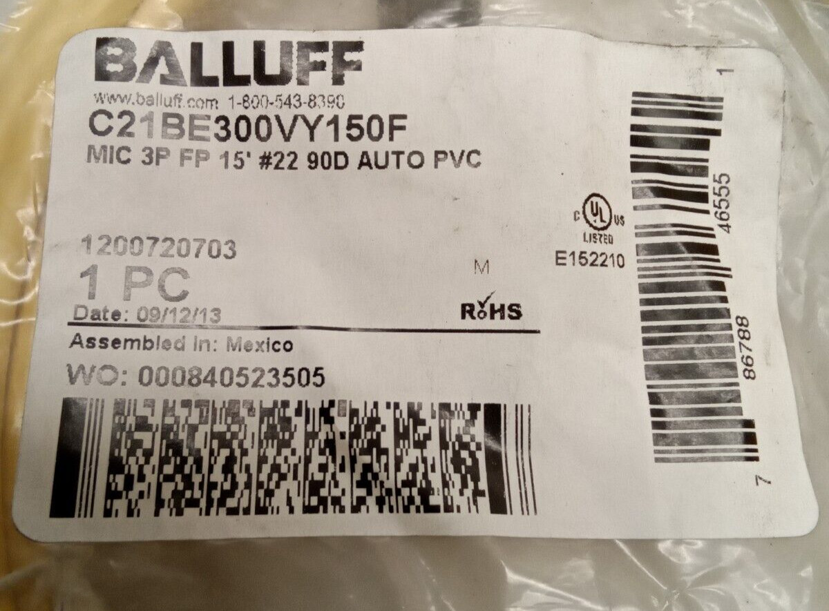 BALLUFF C21BE300VY150F Cordset Cable