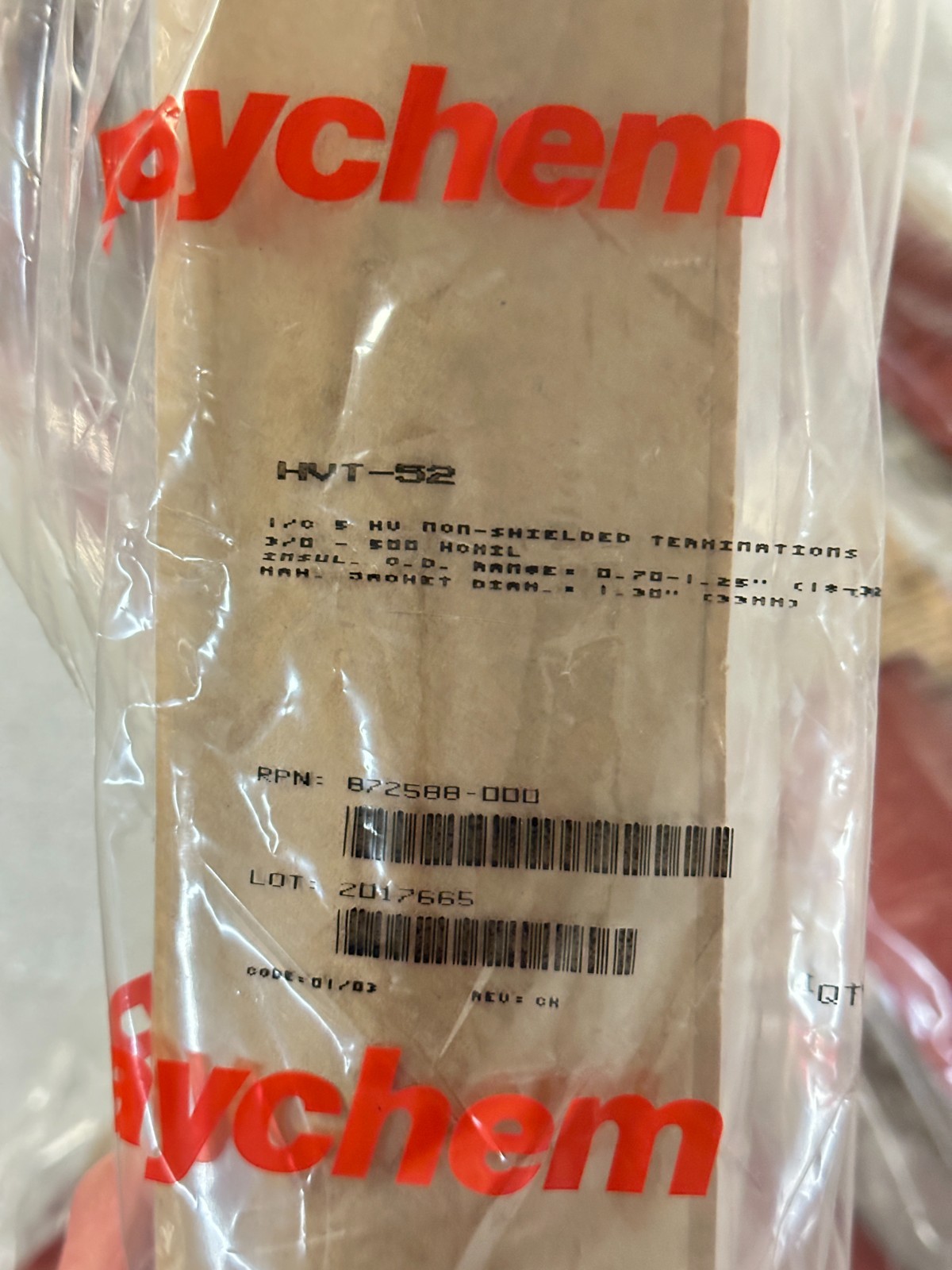 9 NEW Raychem HVT-52 5kV Non-Shielded Terminations 3/0–500 kcmil 872588-000 LOT