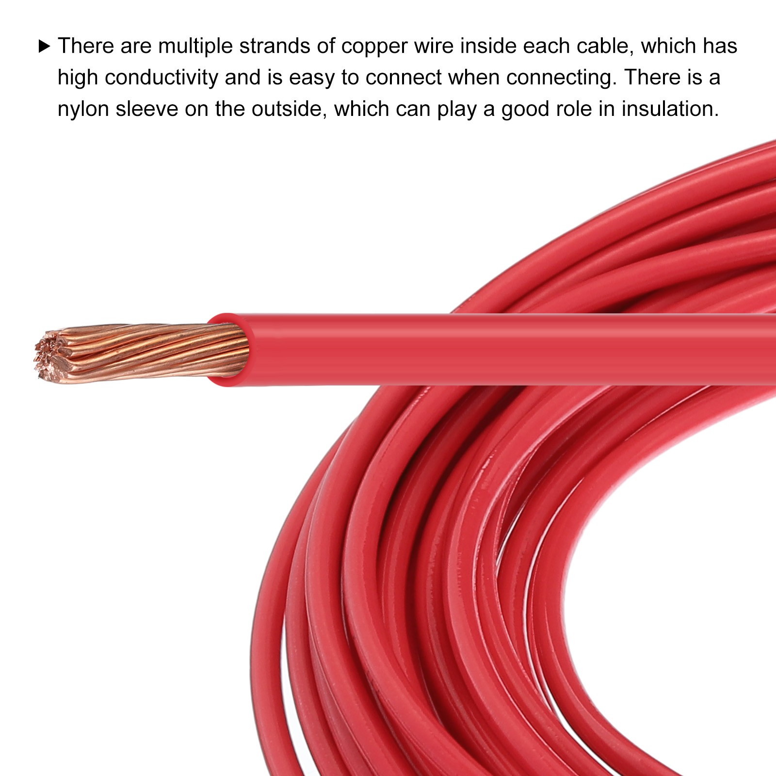 50 Feet 10 AWG Gauge THHN Stranded Red Copper Building Wire 600V