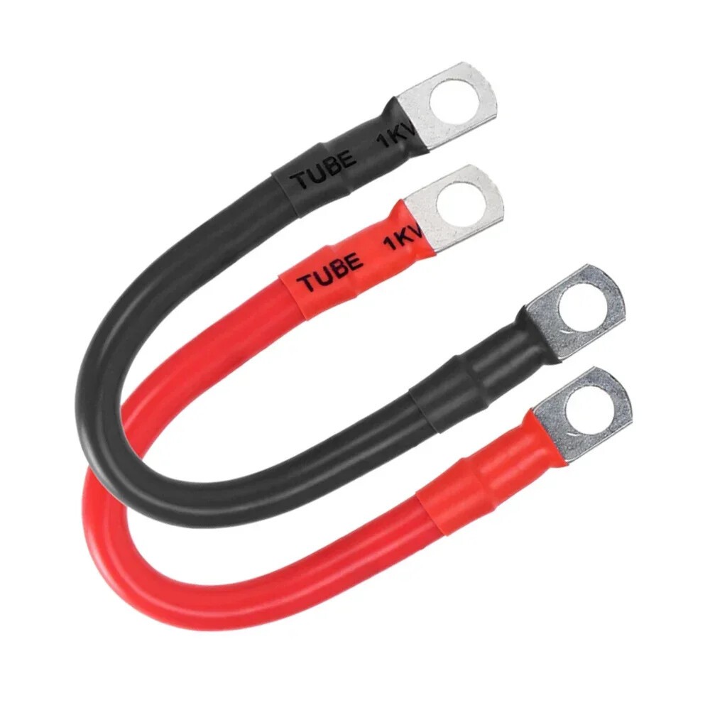 2 / 4 PCS 2AWG Copper Battery Cable Wire with Lugs Auto Marine Inverter RV Solar
