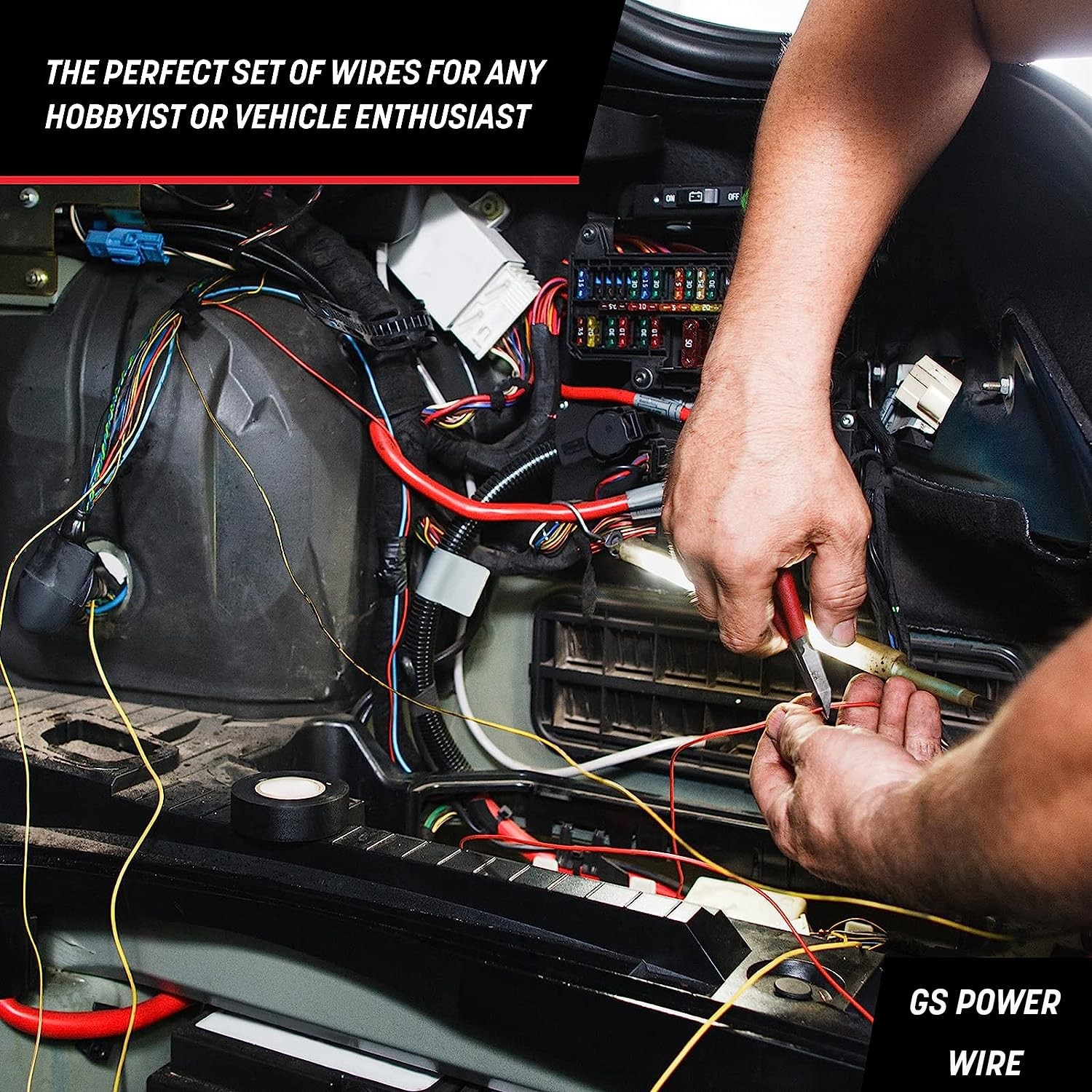GS Power 50ft CCA 16 Gauge Wire Automotive, 25ft Red & 25 ft, Red/Black
