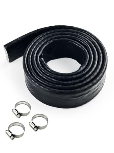 1.5″ ID Heat Shielded Fire Sleeve – Silicone Coated Fiberglass, 5FT, 3 Clamps –