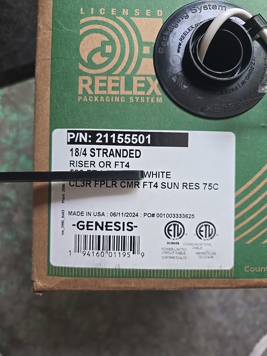 50ft Genesis 18/4 18GA Wire 4C Stranded Riser CLR3 FT4 CMR Cable – White