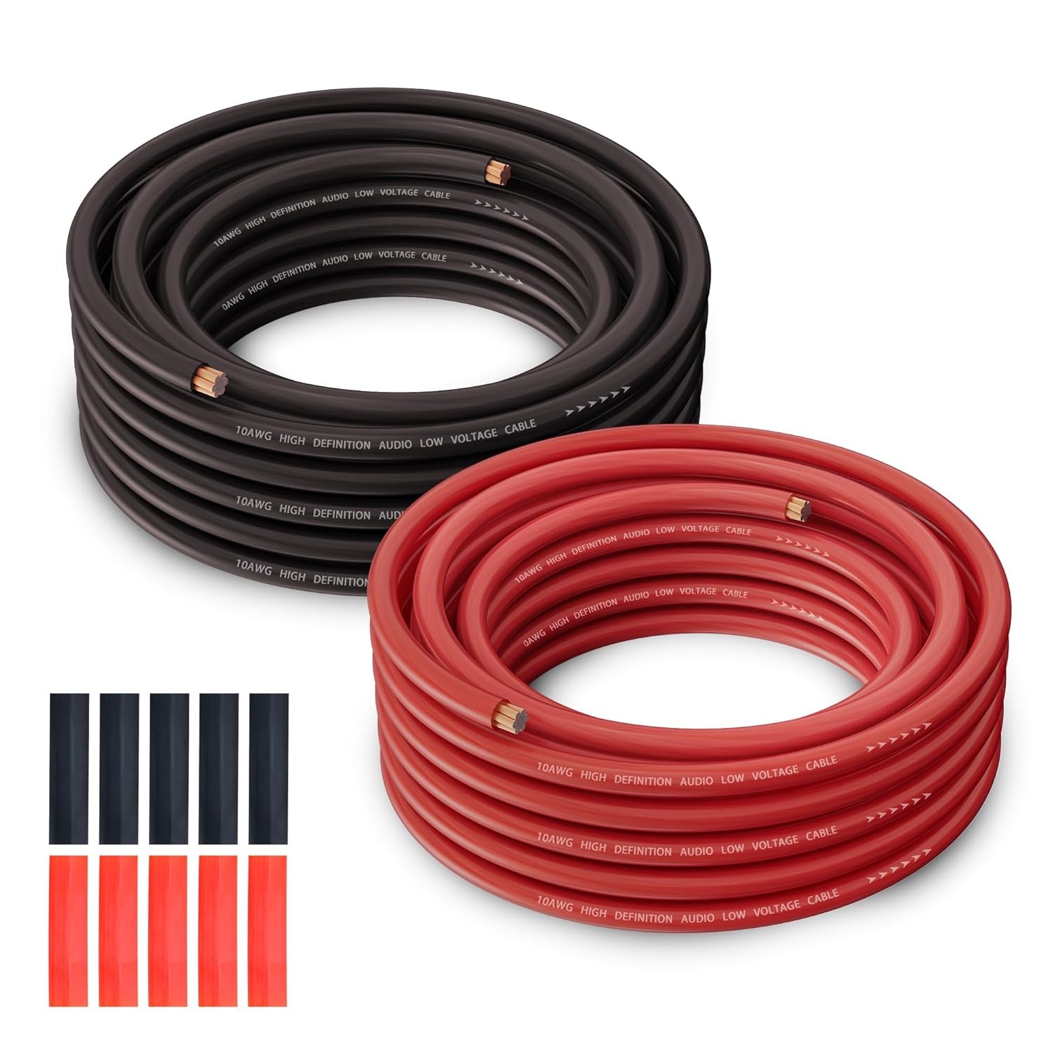 10 Gauge Wire (25FT Each, Red/Black), Low Voltage for 25FT, Black+Red
