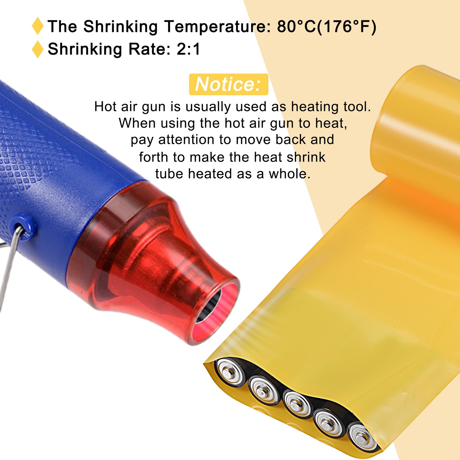 Battery Wrap Heat Shrink Tubing 35mm Dia 55mm Flat 8 Feet Yellow