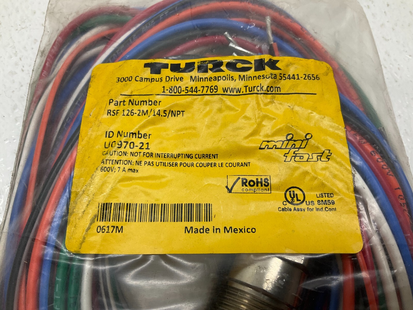 Turck RSF 126-2M/14.5/NPT Mini Fast Cordset Connector U0970-21 New (TSC)
