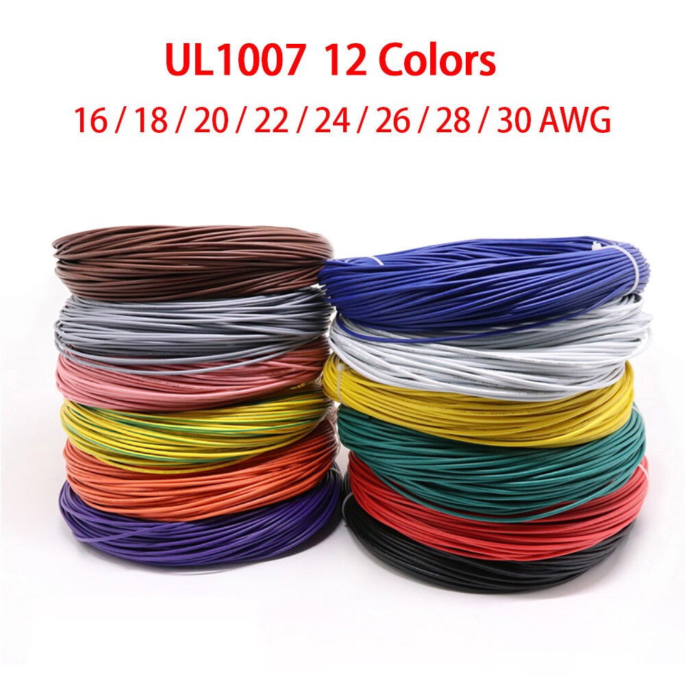 16 AWG~30 AWG Flexible Electronic Wire UL1007 Stranded Cable 12 Colors 300 Volt