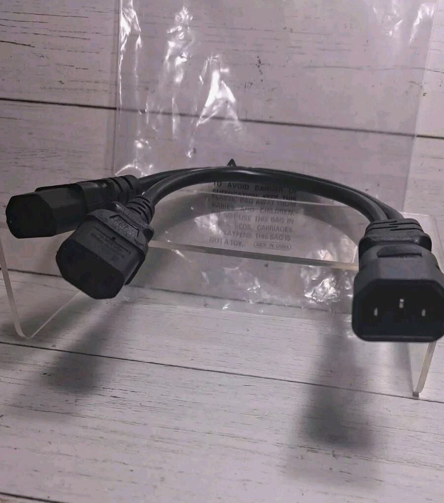 NEMA Splitter Cord C14 to 2X C13 Y Splitter Cord 1 Foot, 10A/250V, 18/3 AWG